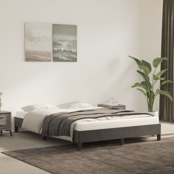 vidaXL Bettgestell ohne Matratze Dunkelgrau 140x200 cm Samt