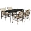 vidaXL 5-tlg. Garten-Essgruppe mit Kissen Braun Poly Rattan