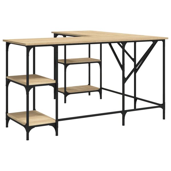 vidaXL Schreibtisch Sonoma-Eiche 139x139x75 cm Holzwerkstoff