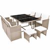 vidaXL 11-tlg. Garten-Essgruppe mit Auflagen Poly Rattan Beige