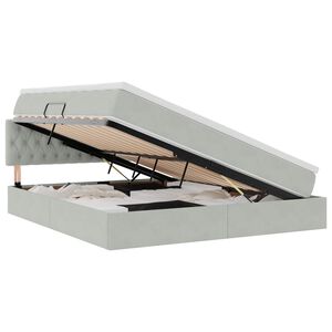vidaXL LED-Speicherbett mit Matratze Hellgrau 160 x 200 cm Samt