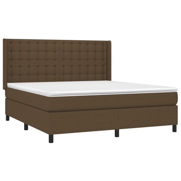 vidaXL Boxspringbett mit Matratze & LED Dunkelbraun 160x200 cm Stoff