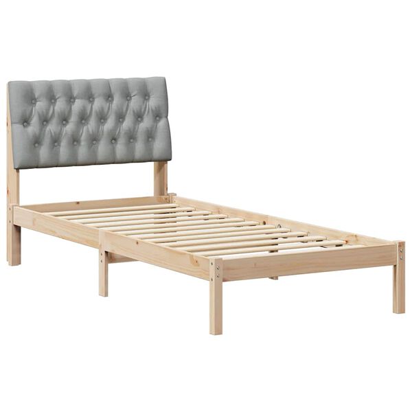 vidaXL Bettgestell mit gepolstertem Kopfteil Braun 90 x 200 cm
