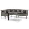 vidaXL 2-tlg. Garten-Essgruppe mit Kissen Grau Poly Rattan