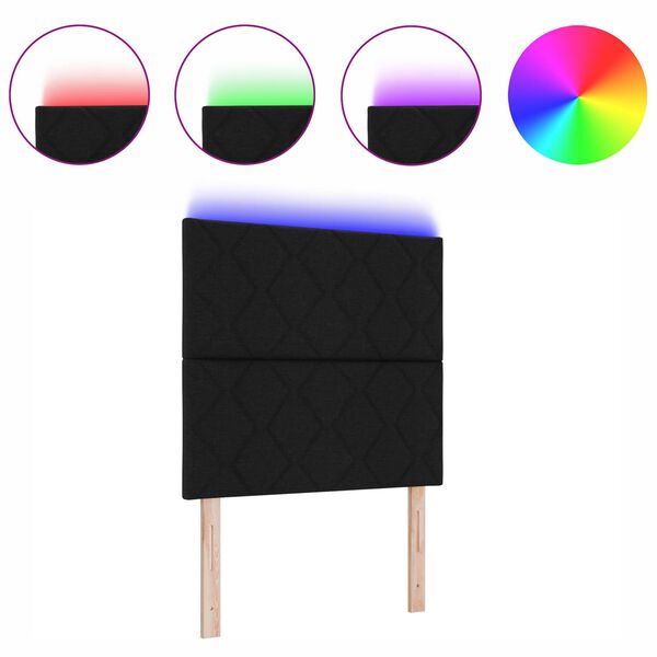 vidaXL Kopfteil mit LED-Lichtleisten mit Kopfteil Schwarz 100 cm Stoff
