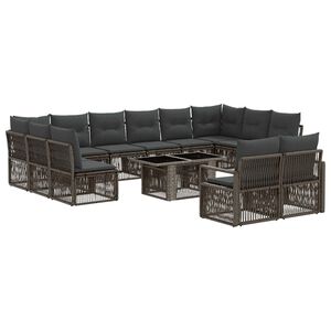 vidaXL Gartensofa-set 13 stk. Grau und Dunkelgrau Poly-Rattan