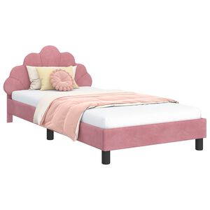 vidaXL Kinderbettgestell mit Kopfteil Rosa 90 x 200 cm Samt