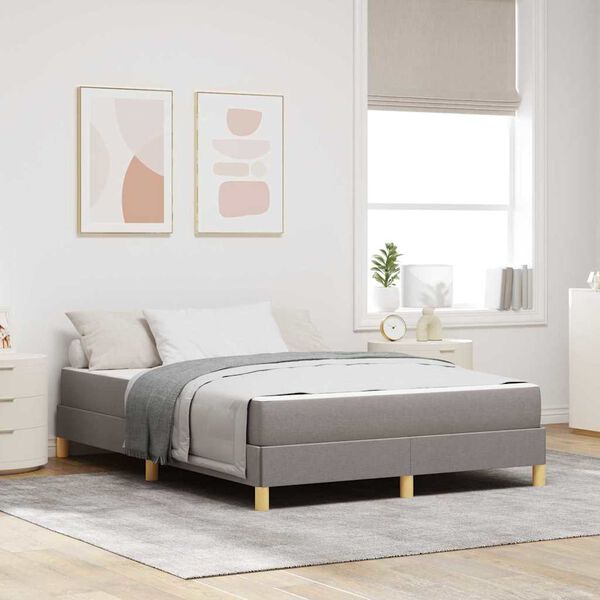 vidaXL Boxspringbett mit Matratze Taupe 140 x 190 cm Stoff