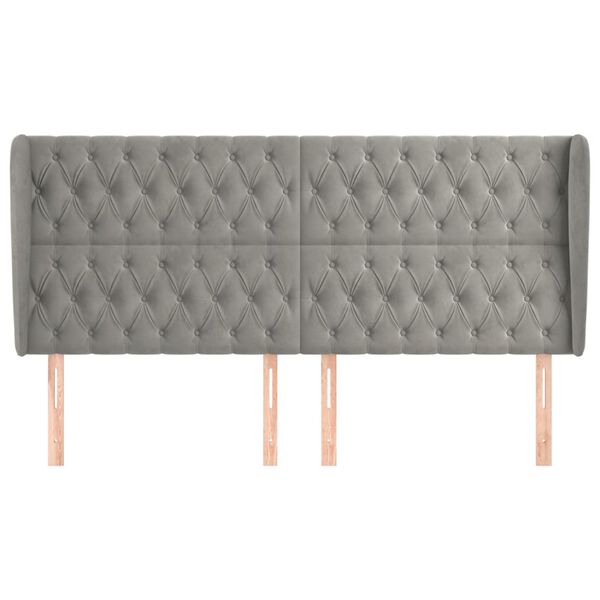 vidaXL Kopfteil mit Ohren Hellgrau 203x23x118/128 cm Samt