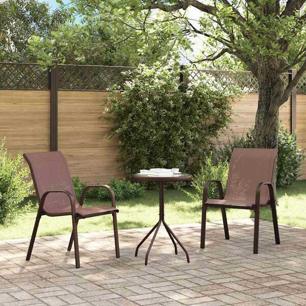 vidaXL Garten Bistro Set 3 pcs Braun Stahl