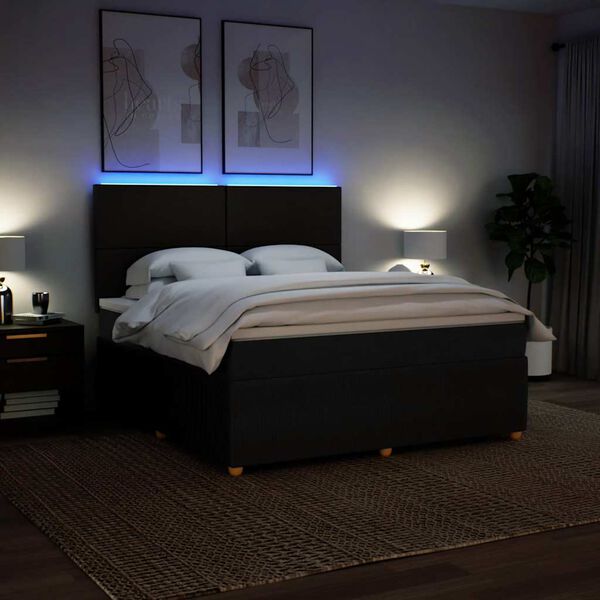 vidaXL Boxspringbett mit Matratze Schwarz 180x200 cm Stoff
