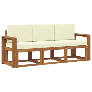 vidaXL Outdoor-Sofagarnitur mit Kissen 3 pcs Natur und Creme