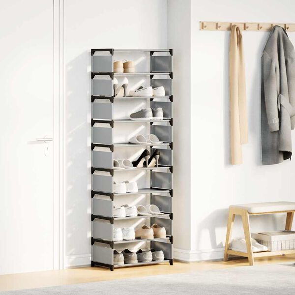 vidaXL Schuhregal 10-st&ouml;ckig Grau 54x28x158 cm Vliesstoff
