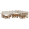 vidaXL Outdoor-Sofagarnitur 11 stk. Nat&uuml;rlich und Cremwei&szlig; Poly-Rattan
