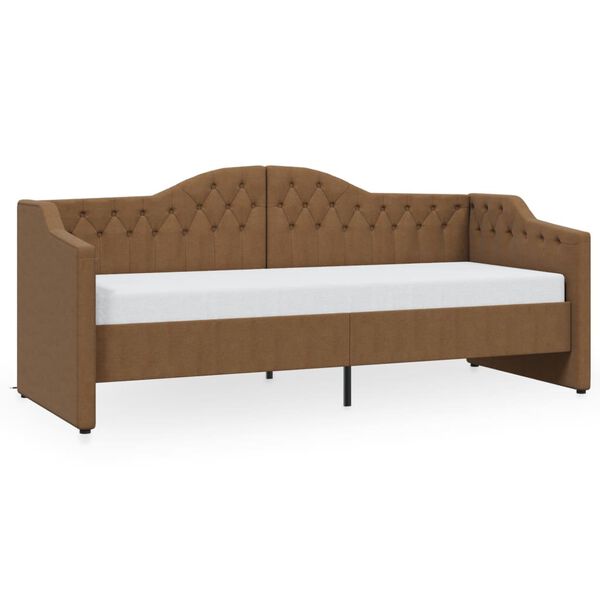 vidaXL Tagesbett mit Matratze USB Braun Stoff 90x200 cm