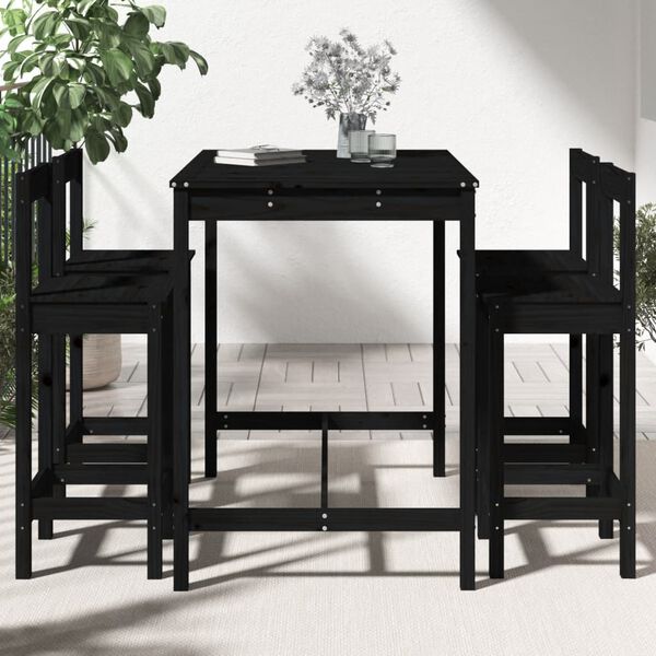 vidaXL 5-tlg. Gartenbar-Set Schwarz Massivholz Kiefer