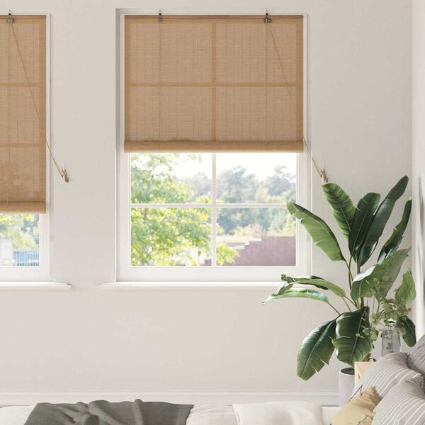 vidaXL Rollo mit Vorh&auml;ngen Braun 120 x 220 cm Bambus