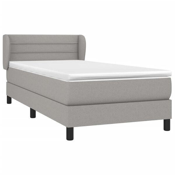 vidaXL Boxspringbett mit Matratze Hellgrau 100x200 cm Stoff