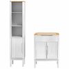 vidaXL Badezimmerm&ouml;bel-Set mit T&uuml;r FLORO 2 pcs Wei&szlig; Massivholz Kiefer