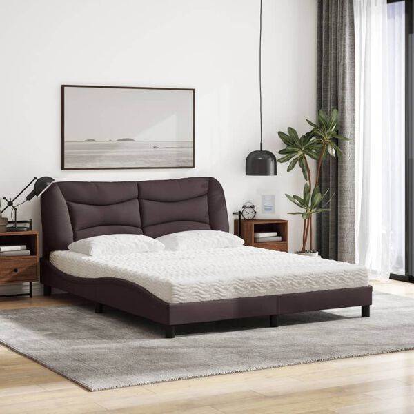 vidaXL Bett mit Matratze "Hvar" Dunkelbraun 160x200 cm Stoff