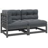 vidaXL 2-tlg. Garten-Lounge-Set mit Kissen Grau Kiefer Massivholz