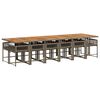 vidaXL 13-tlg. Garten-Essgruppe mit Kissen Grau Poly Rattan