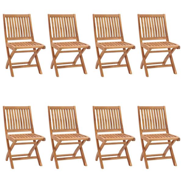 vidaXL Klappbare Gartenst&uuml;hle mit Kissen 8 Stk. Massivholz Teak