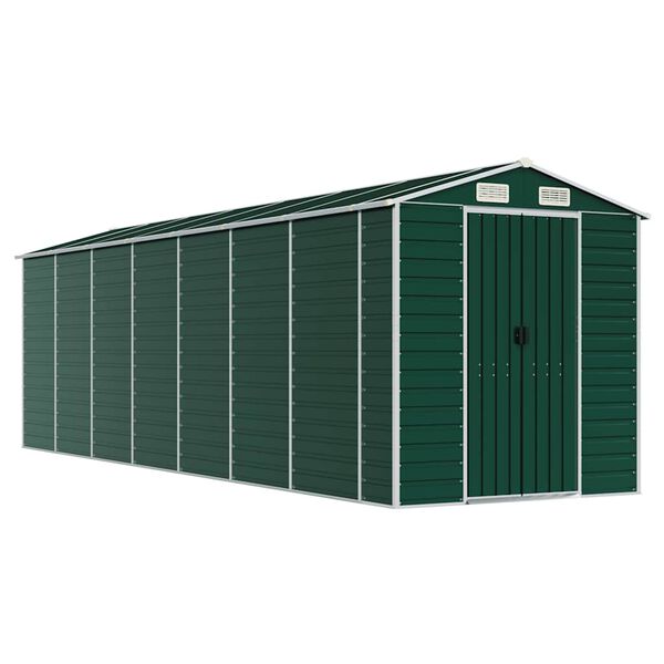vidaXL Ger&auml;tehaus Gr&uuml;n 191x640x198 cm Verzinkter Stahl