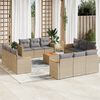 vidaXL 13-tlg. Garten-Sofagarnitur mit Kissen Beige Poly Rattan