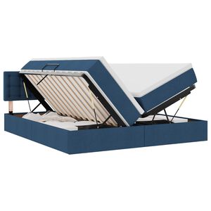 vidaXL LED-Speicherbett mit Matratze Blau 180 x 200 cm Stoff