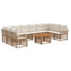 vidaXL Gartensofa-set 11 stk. Nat&uuml;rlich und Cremwei&szlig; Poly-Rattan