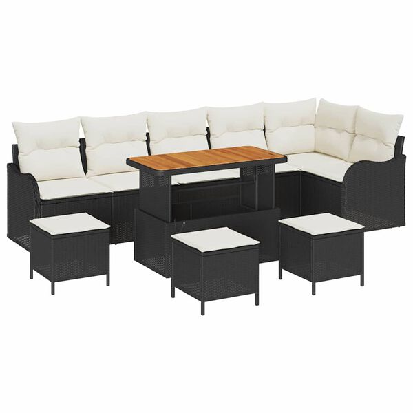 vidaXL Garten-Sofa-Set 10 pcs Schwarz Poly-Rattan