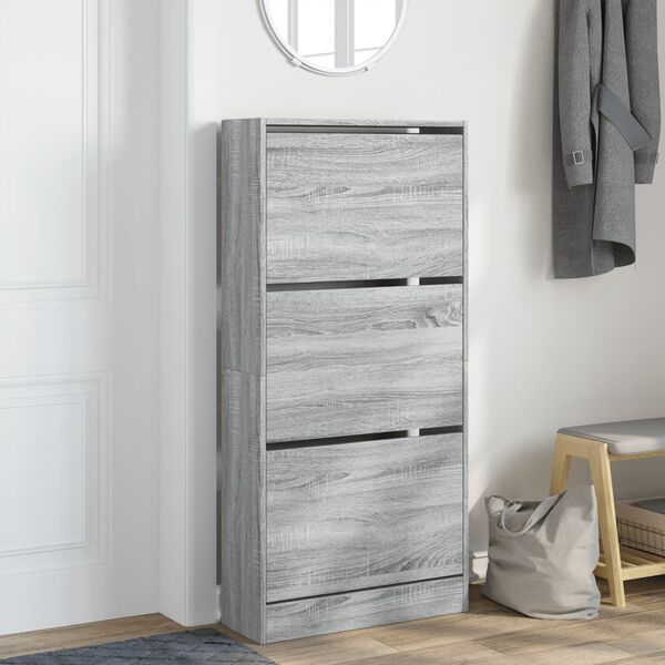 vidaXL Schuhschrank Grau Sonoma 60x21x125,5 cm Holzwerkstoff