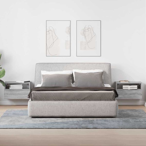 vidaXL Wand-Nachttische 2 Stk. Grau Sonoma 45x26x28,5 cm