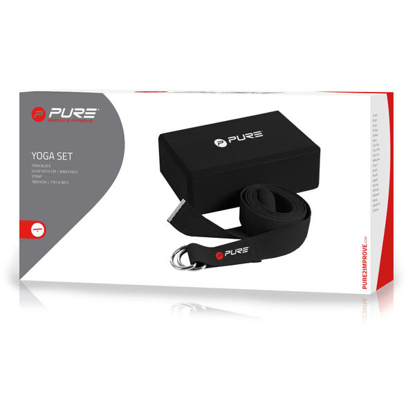 Pure2Improve Yoga-Block und Gurt-Set Schwarz