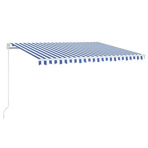 vidaXL Markise Manuell Einziehbar 450x350 cm Blau und Wei&szlig;