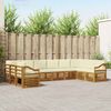 vidaXL Ecksofa Set mit Kissen 10 pcs Natur und Creme Massivholz Akazie