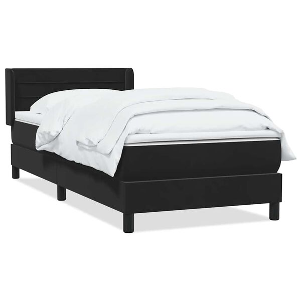 vidaXL Boxspringbett mit Matratze Schwarz 90x220 cm Samt