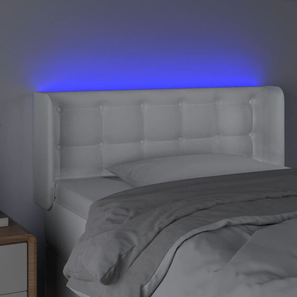 vidaXL LED Kopfteil Wei&szlig; 103x16x78/88 cm Kunstleder