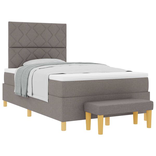 vidaXL Boxspringbett mit Matratze Taupe 120 x 200 cm Stoff