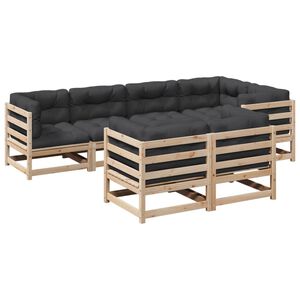 vidaXL 7-tlg. Garten-Sofagarnitur mit Kissen Massivholz Kiefer