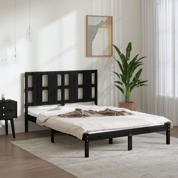 vidaXL Massivholzbett Schwarz Kiefer 140x190 cm