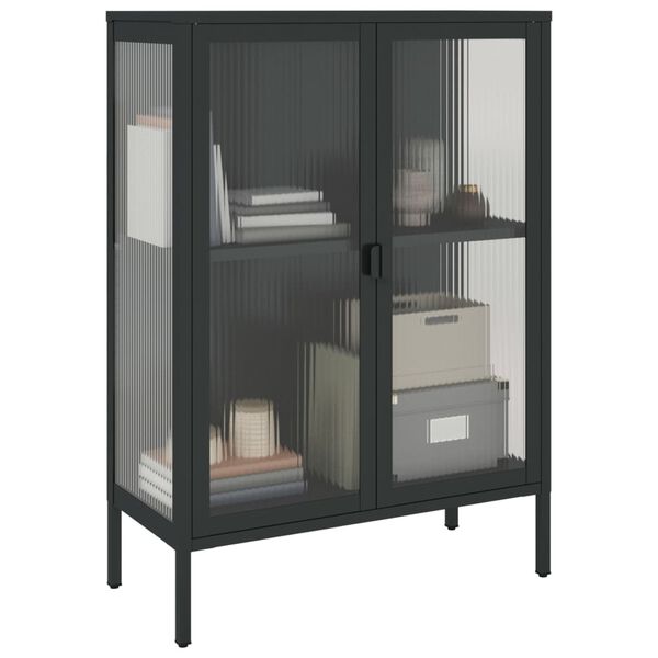 vidaXL Sideboard Schwarz 75x35x105 cm Glas und Stahl