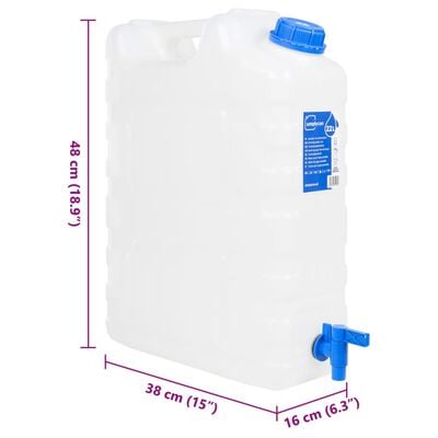 vidaXL Wasserbehälter mit Hahn Transparent 20 L Kunststoff