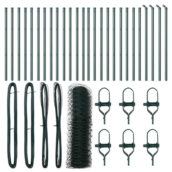 vidaXL Zaunpfosten Gr&uuml;n 50 x 0,4 m (50 mm Netz) Stahl und PVC