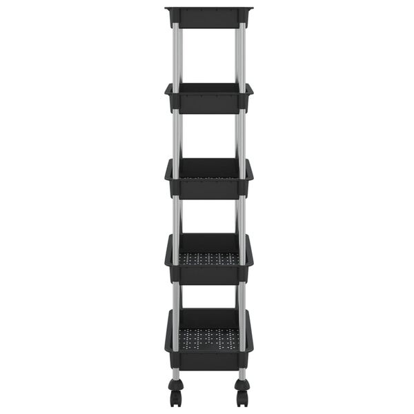 vidaXL K&uuml;chenwagen 5 Etagen Schwarz 42x29x128 cm Eisen und ABS