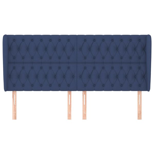 vidaXL Kopfteil mit Ohren Blau 183x23x118/128 cm Stoff