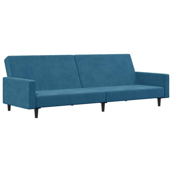 vidaXL Schlafsofa 2-Sitzer mit Fu&szlig;hocker Blau Samt