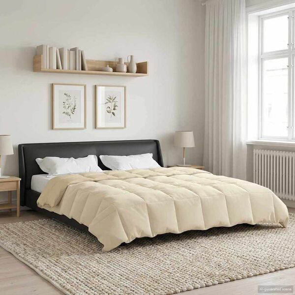 vidaXL Sommerdecke Gepolstert Creme 200 x 220 cm Mikrofaser