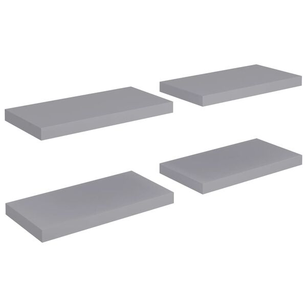 vidaXL Schweberegale 4 Stk. Grau 50x23x3,8 cm MDF